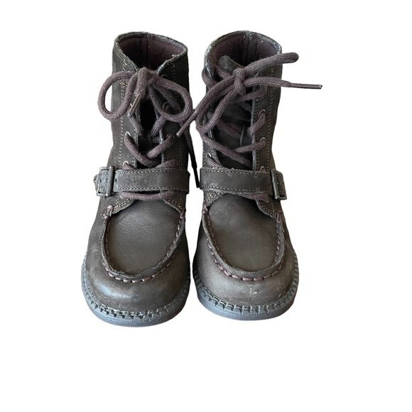 Polo Ralph Lauren Ranger Hi II Sweater Bear American Flag Buckle Boots Kid Sz 10 - Picture 8 of 8